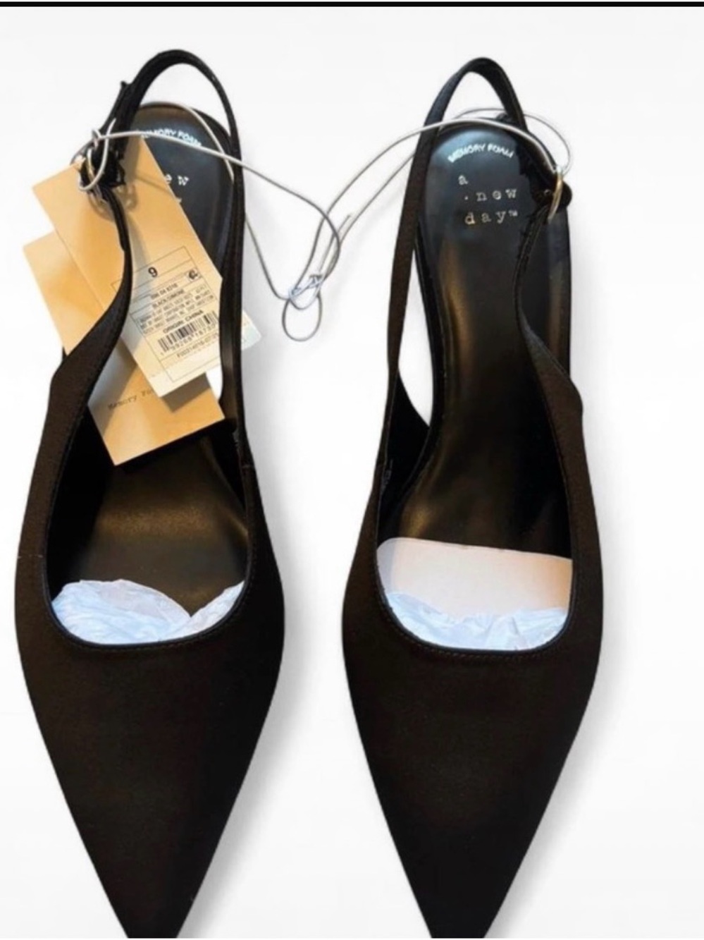 Black Rhinestone Heel Slingback Pumps – Size 40 / US 9